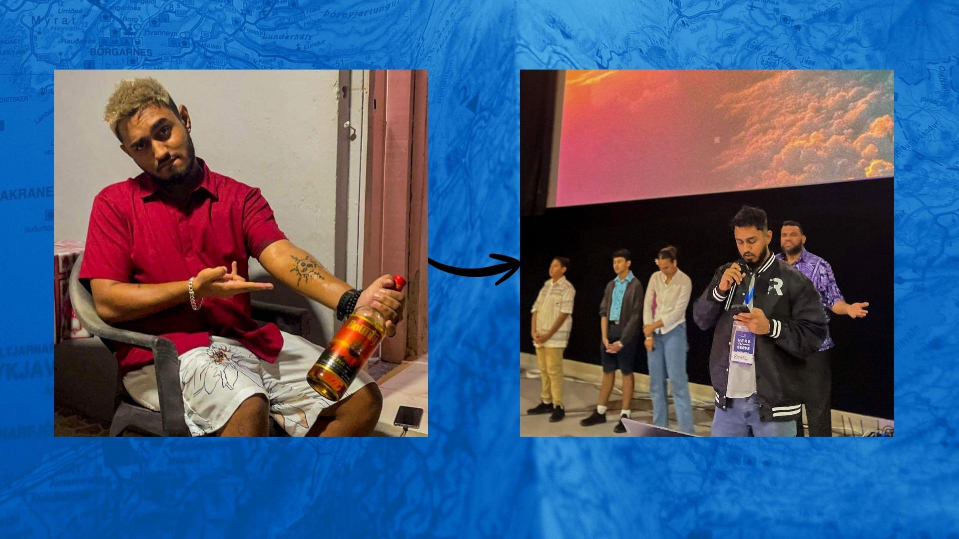 A before-and-after view of Ryhal’s life, from searching for direction to praying for others